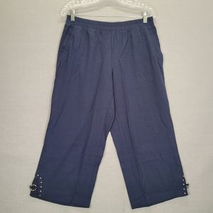 NEW JM COLLECTION Intrepid Blue Textured Studded Capris  Casual Size S